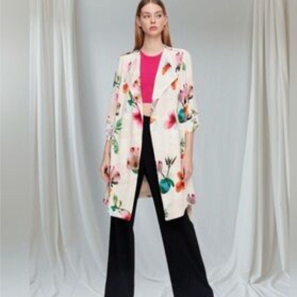Aritzia Babaton Mediume Quincey Cream and Pink Floral Jacket - Picture 2 of 8